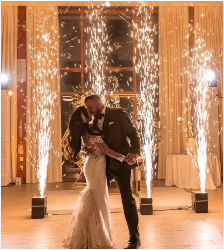 Cold sparklers at couple's first dance