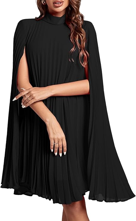 Women's Cloak Sleeve Party Midi Dress - Black — A cape-sleeve dress is the whole outfit.