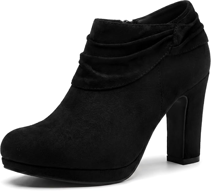 Slouch Chunky Heel Platform Ankle Boots, Black — Slouchy platform ankle boots ground the silhouette.