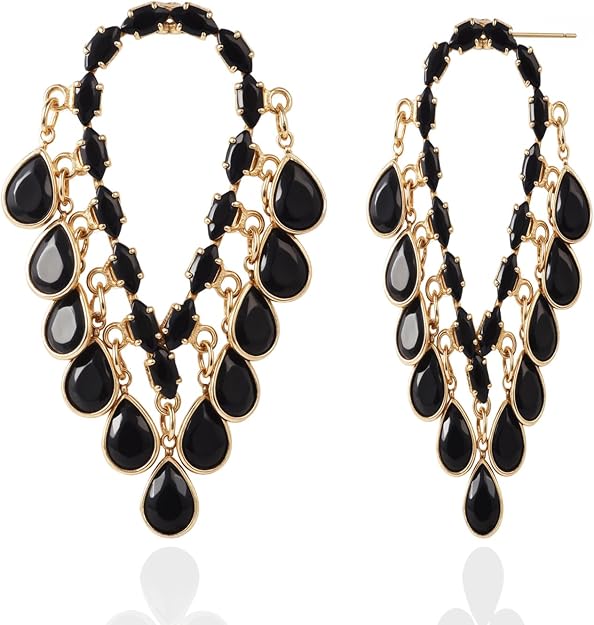 Black and Gold Hoop Earrings — Statement hoop earrings are the whole point.