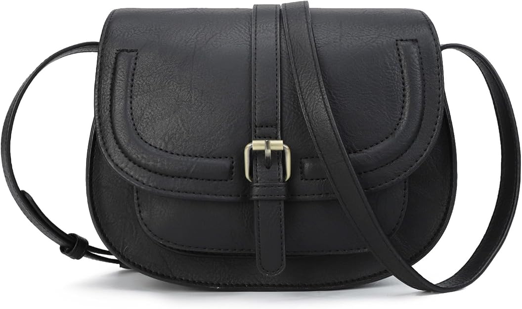 Small Saddle Bag Purse - Black — A small saddle bag keeps your hands free.