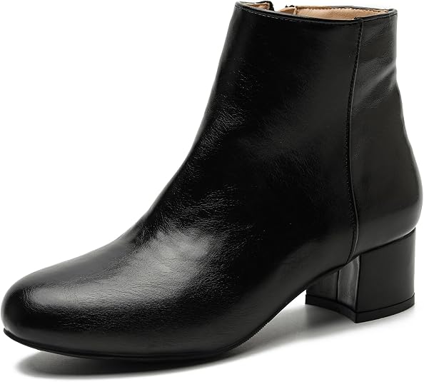 Ankle Boots Low Block Heel - Black Matte — Black leather ankle boots handle the terrain.