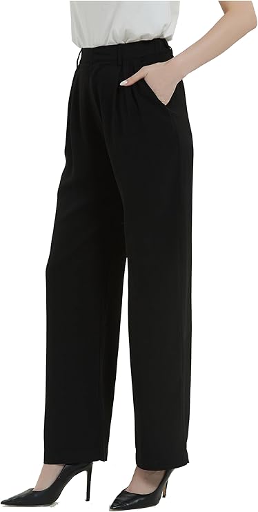 Wide Leg Trousers Regular Waistband - Black