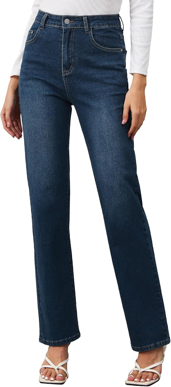 High-Rise Straight Leg Jeans - Midnight Indigo