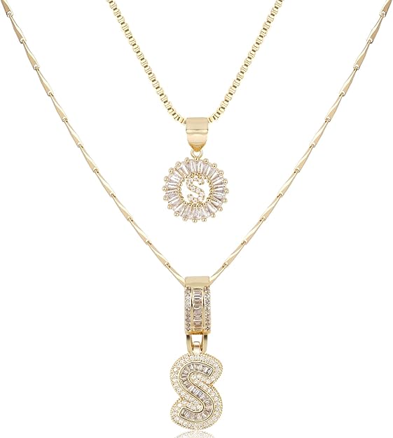 Tantiue Gold Initial Pendant Necklace — Personalized gold initial pendant necklace.