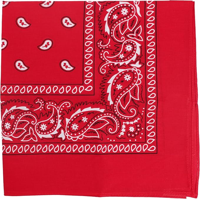 Red Paisley Cotton Bandana — Classic cotton paisley bandana in red.