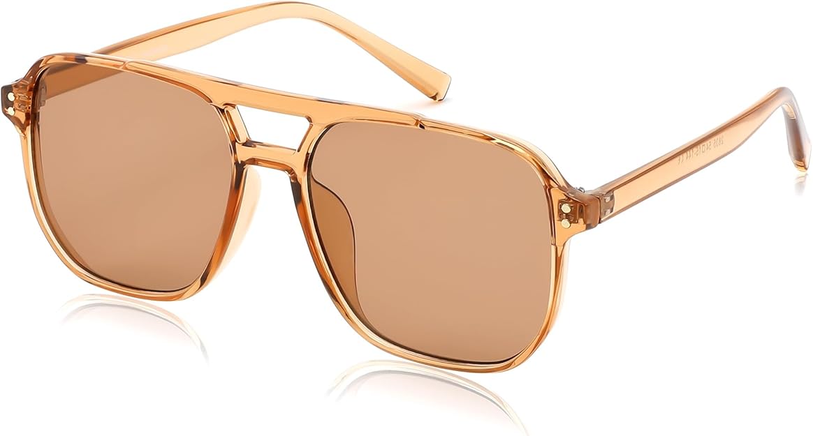 FEISEDY Amber Aviator Sunglasses — Amber lens aviator-style fashion sunglasses.