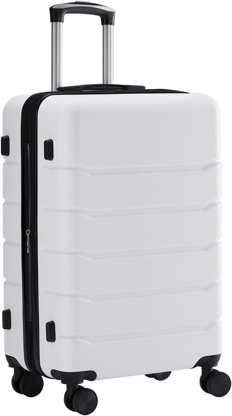 Sweetcrispy White Hardshell Expandable Luggage — Lightweight expandable white hardshell carry-on suitcase.