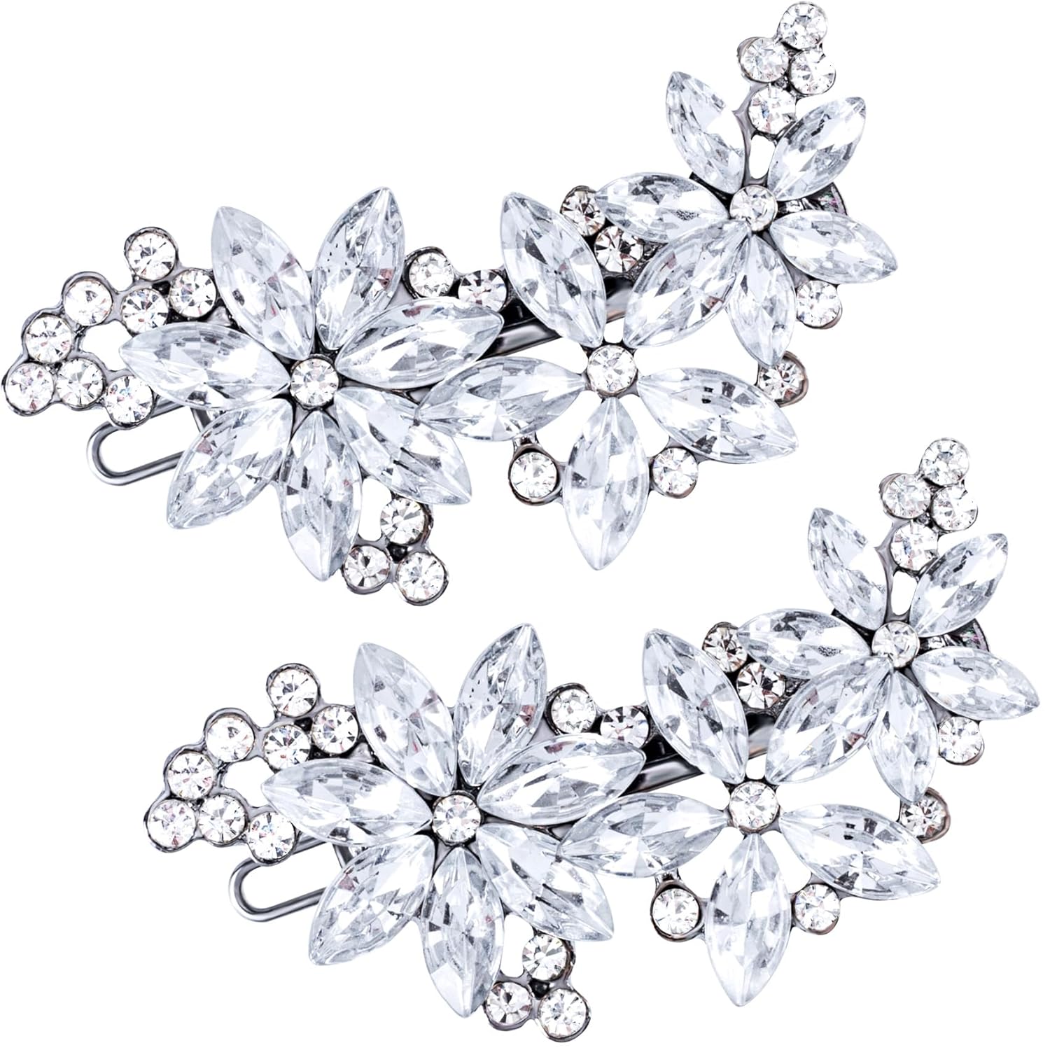 PAGOW Crystal Flower Hair Clips — Crystal flower hair clips. Add to an updo or simple hairstyle for that bridal shower goddess vibe.