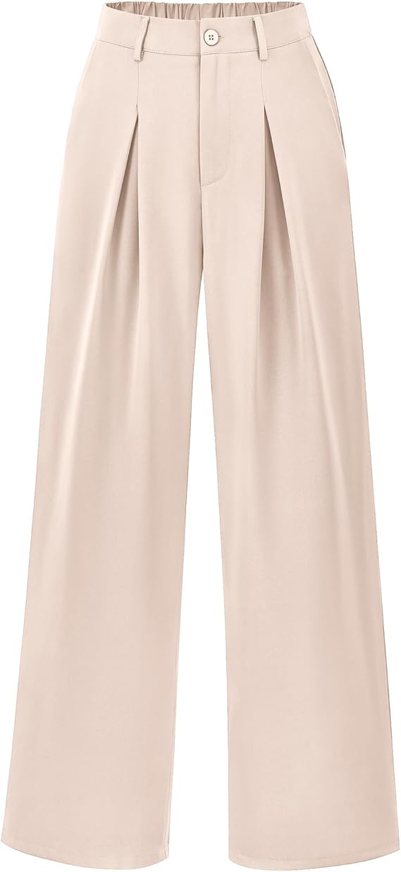 BTFBM Beige Wide-Leg Palazzo Trousers — Beige wide-leg business palazzo trousers.