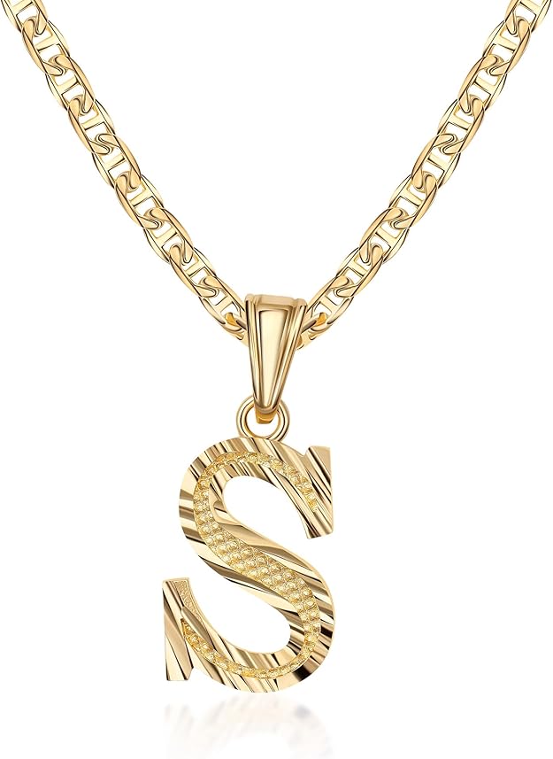 Barzel Gold Initial Pendant Necklace — Personalized gold initial pendant necklace.