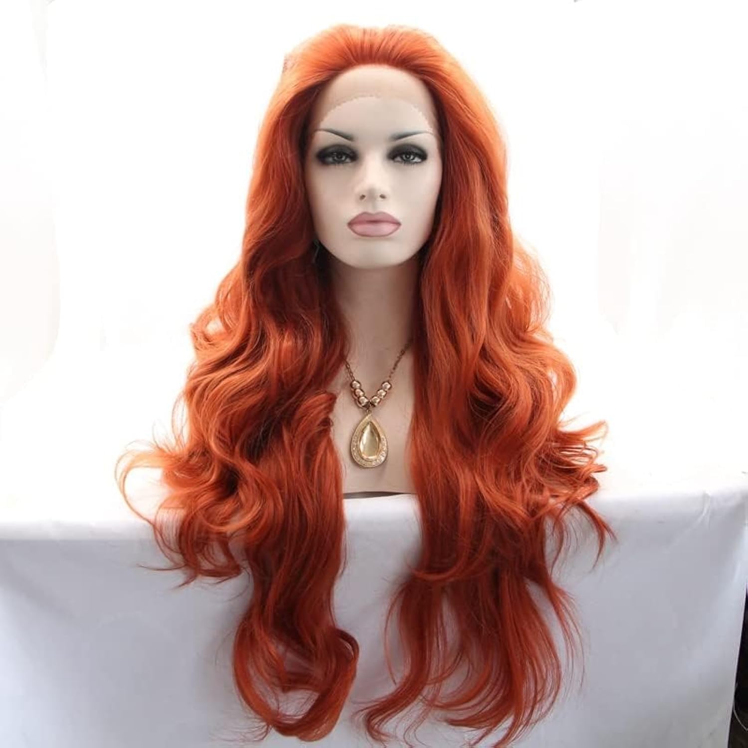 xiweiya Copper Lace Front Wig — Copper lace front wig, 150-180 density. Heat-resistant synthetic. The dramatic change for anyone who wants to go bold.