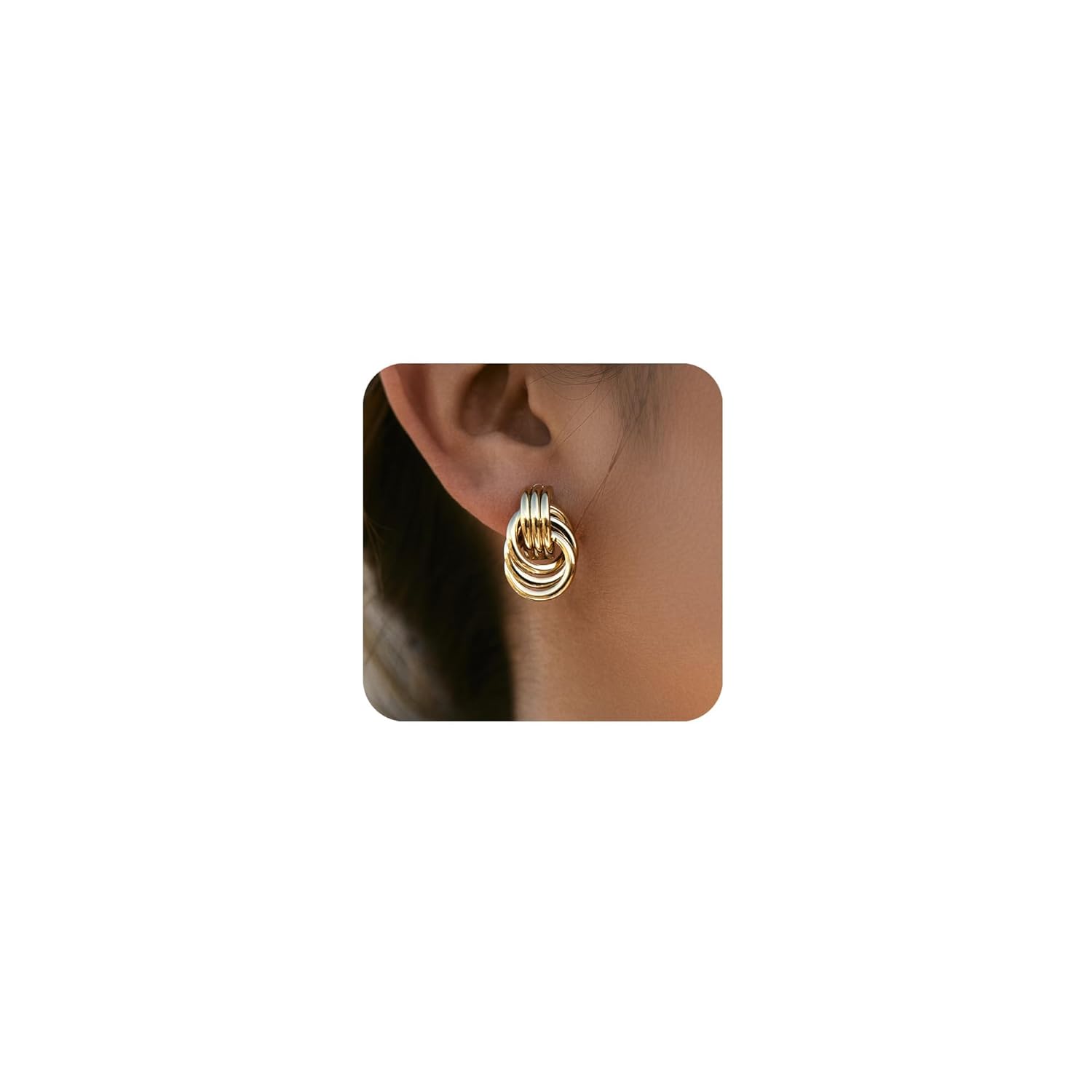 shinelab Gold Knot Earrings — Gold plated geometric knot stud earrings.