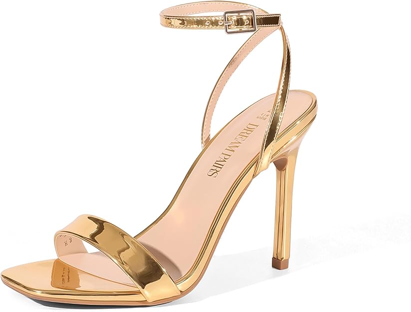Dream Pairs Gold Patent Stiletto Heels — Gold patent leather stiletto heels by Dream Pairs.