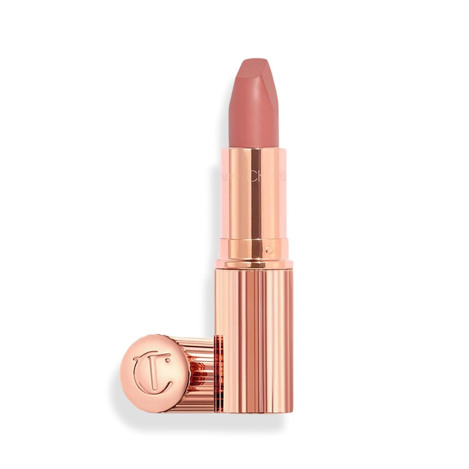 Charlotte Tilbury Nude Pink Lipstick — Charlotte Tilbury warm nude pink lipstick for evening occasions.