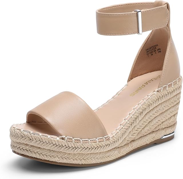 Dream Pairs Tan Espadrille Wedges — Comfortable espadrille wedges for outdoor events.