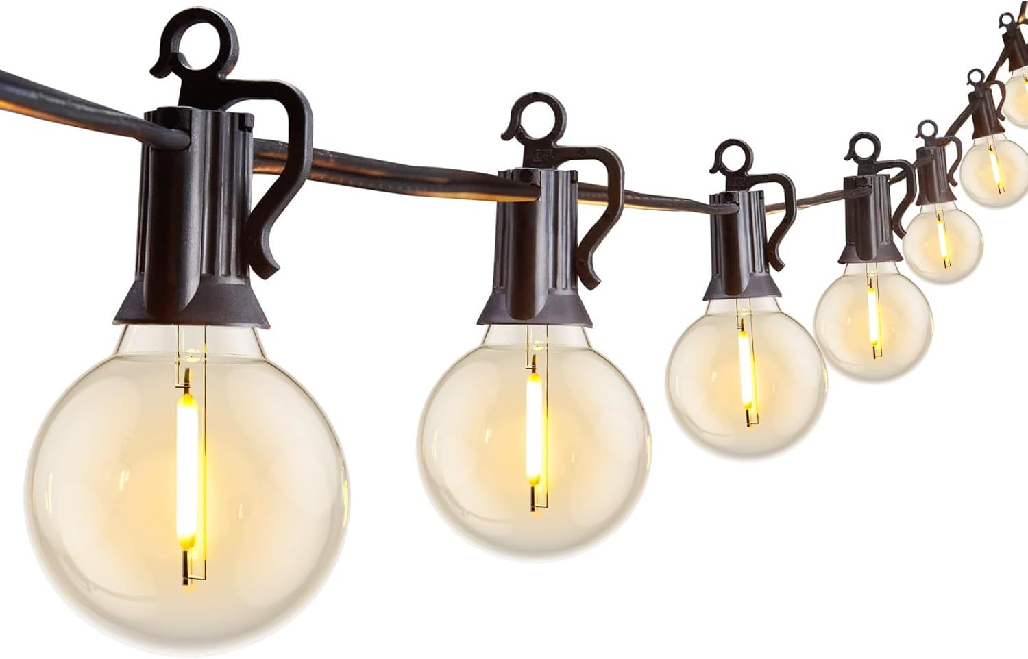 RTTY Plastics Outdoor String Lights — Shatterproof globe string lights. Connectable up to 1,000 feet. These transform the gazebo into something from a movie.