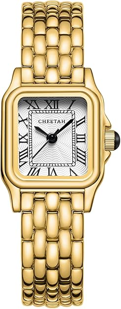 CHEETAH Vintage Gold Square Watch — Vintage rectangular bracelet watch in gold tone.