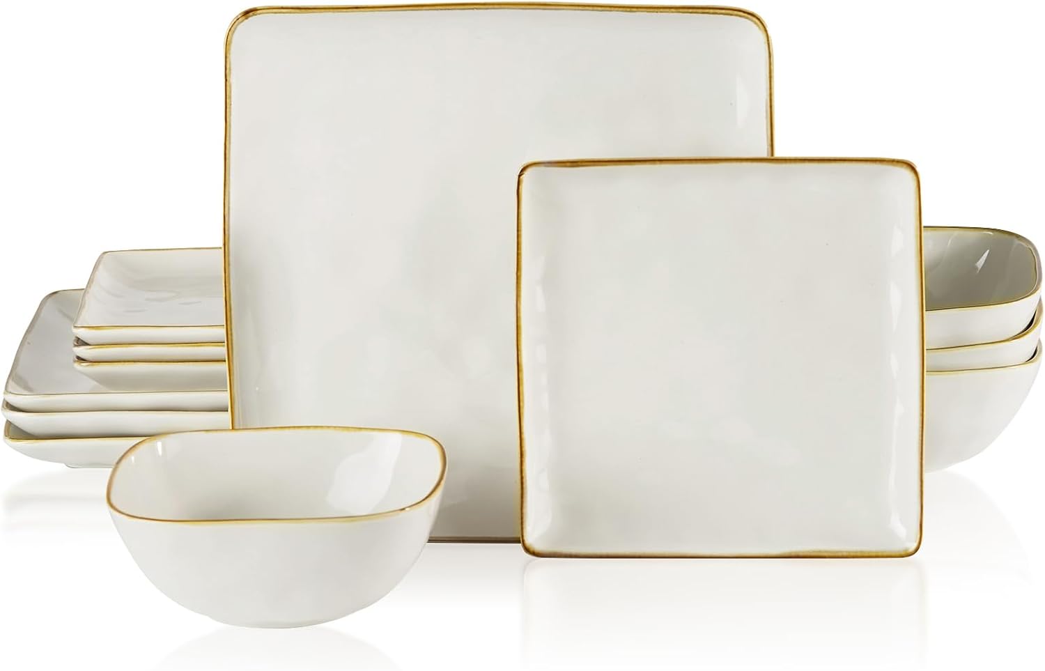 Famiware White & Gold Dinnerware Set — 12-piece porcelain set with gold rim. Microwave and dishwasher safe because Mother deserves elegance without the headache.