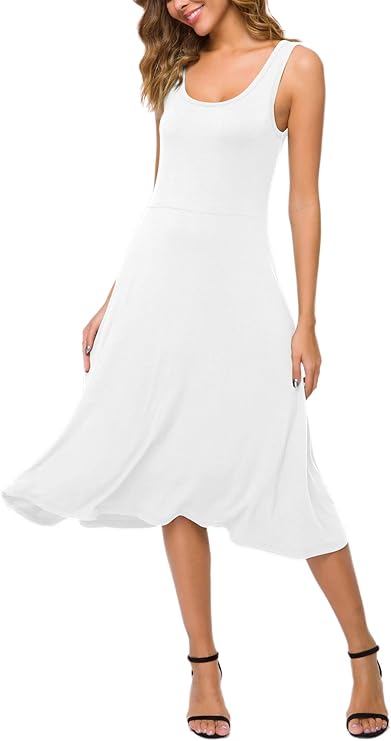 Urban CoCo White Sundress — White U-neck sleeveless midi. The perfect dress for walking through your backyard gazebo pretending you're at a European villa.