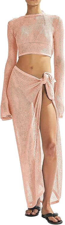 LANNEW Crochet Cover-Up Set — Two-piece crochet cover-up set for poolside.