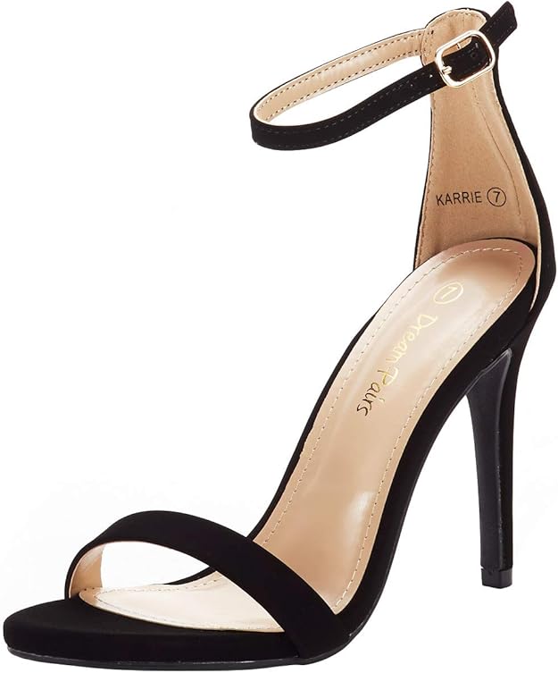 Dream Pairs Black Ankle Strap Stiletto Sandals — Ankle strap stiletto sandals in black by Dream Pairs.