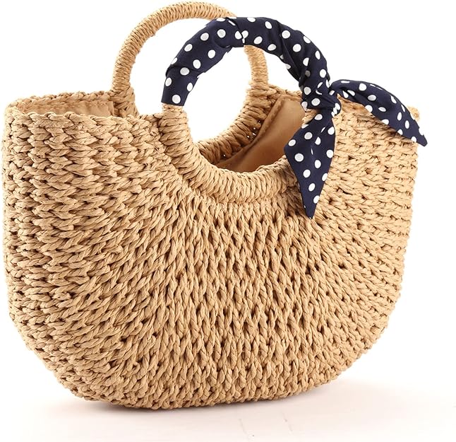 YXILEE Summer Handmade Straw Tote Handbag — Handmade summer straw tote bag.