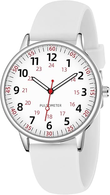 White Silicone Pulsometer Watch — Waterproof minimalist silicone watch.