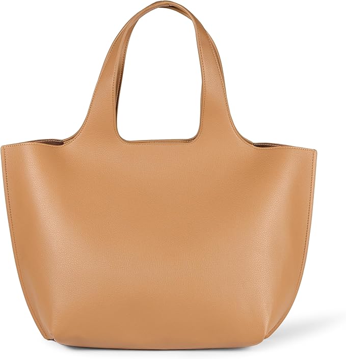 Tan Leather Tote — Spacious tan leather carry-on tote bag.