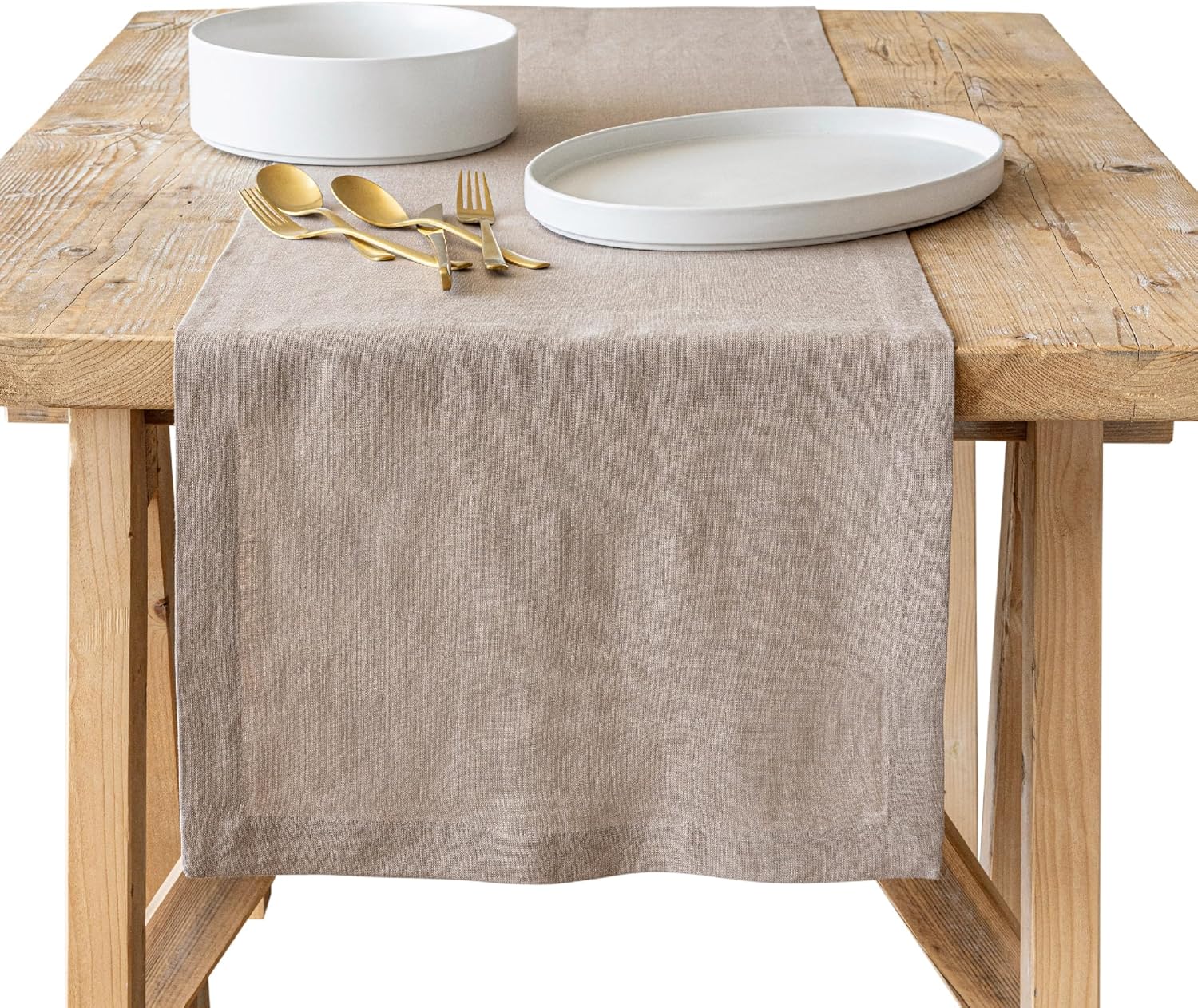 Over Back Washed Linen Table Runner — 18x90 inch washed linen runner. That effortlessly rumpled French table look. Mother's Day tablescape essential.
