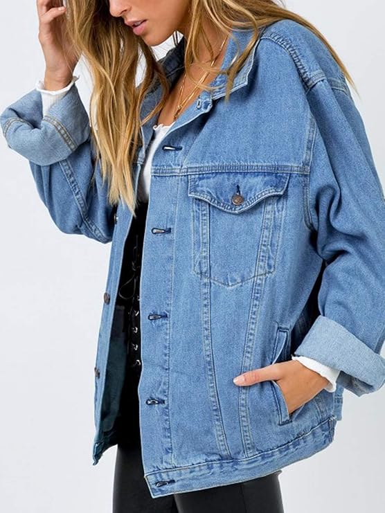 Oversized Classic Trucker Denim Jacket — Oversized classic trucker-style denim jacket.