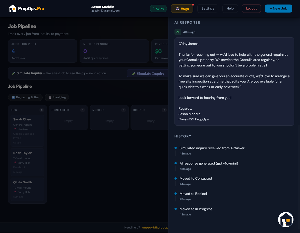 AI response panel with conversation history