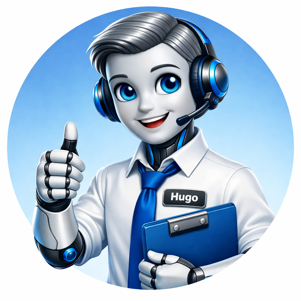 Hugo thumbs up — start your free trial