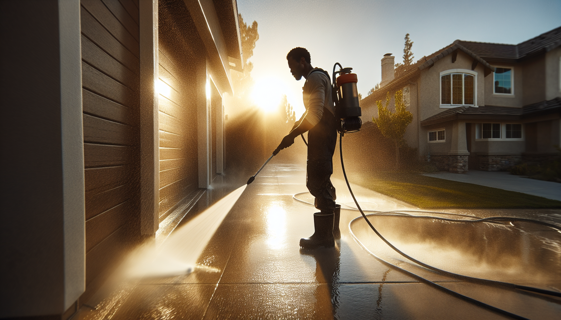 Pressure washing operator on-site