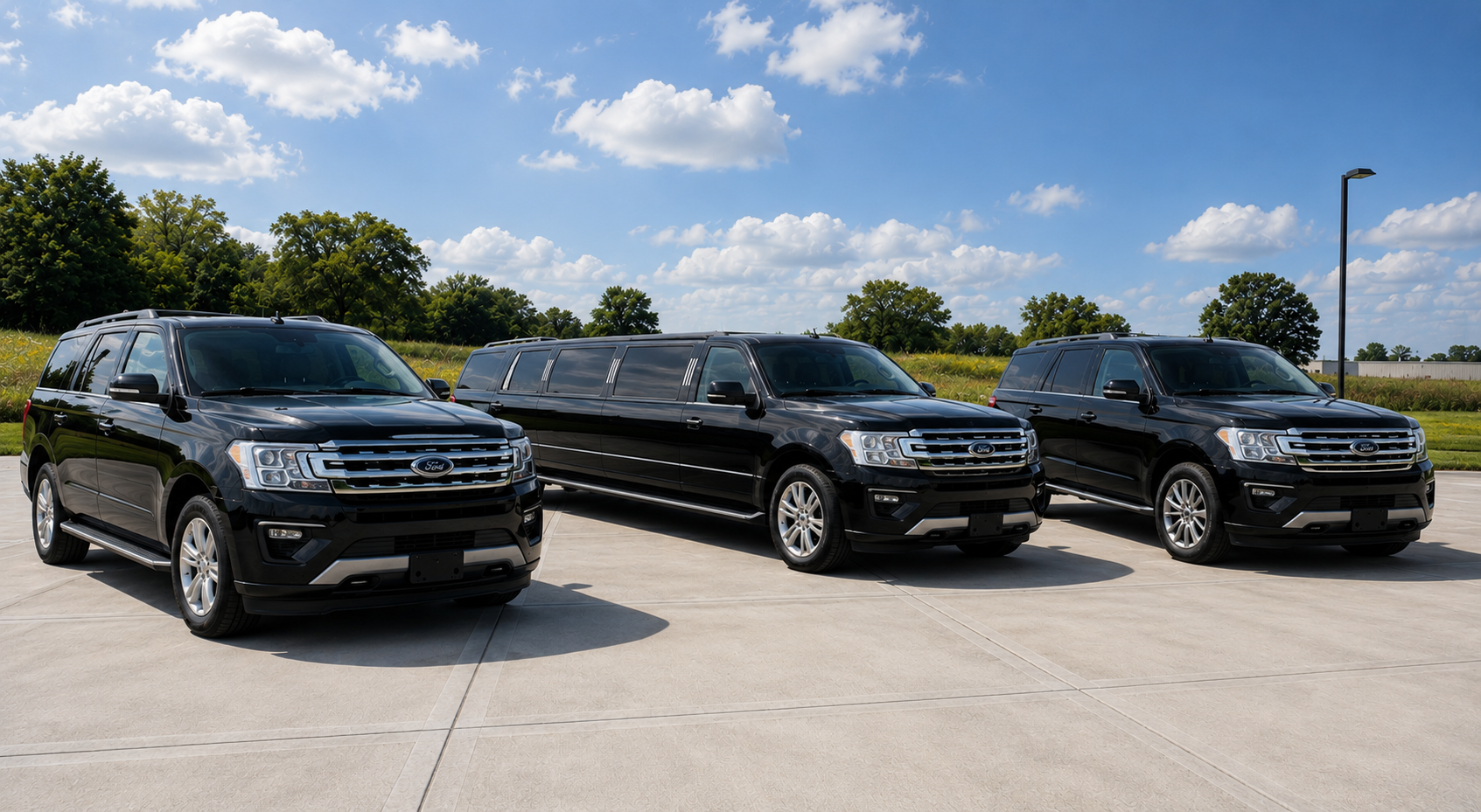 Awesome Executive Image fleet — Ford Expedition SUVs and stretch limousine