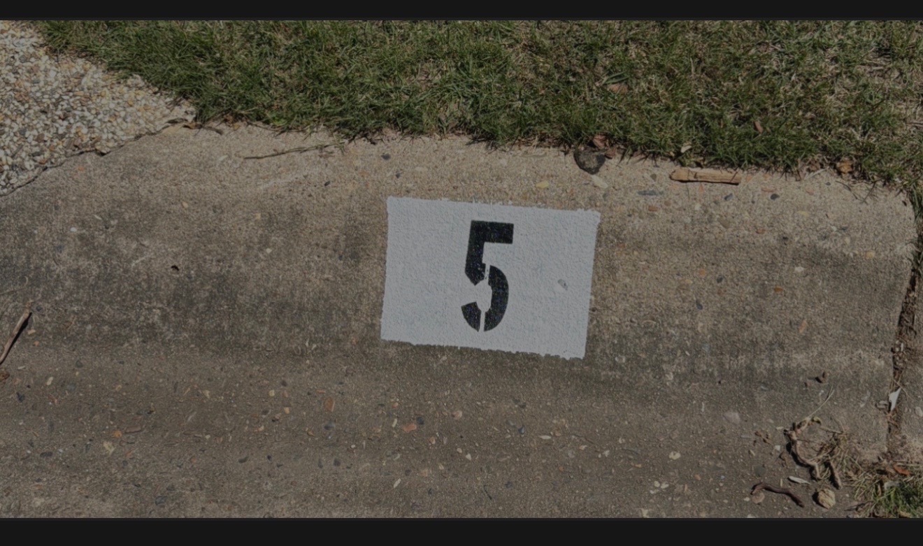 Standard curb number — bold black and white