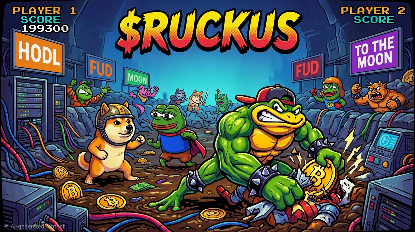 Arcade-style Ruckus Frog artwork for the planned $RUCKUS launch preview