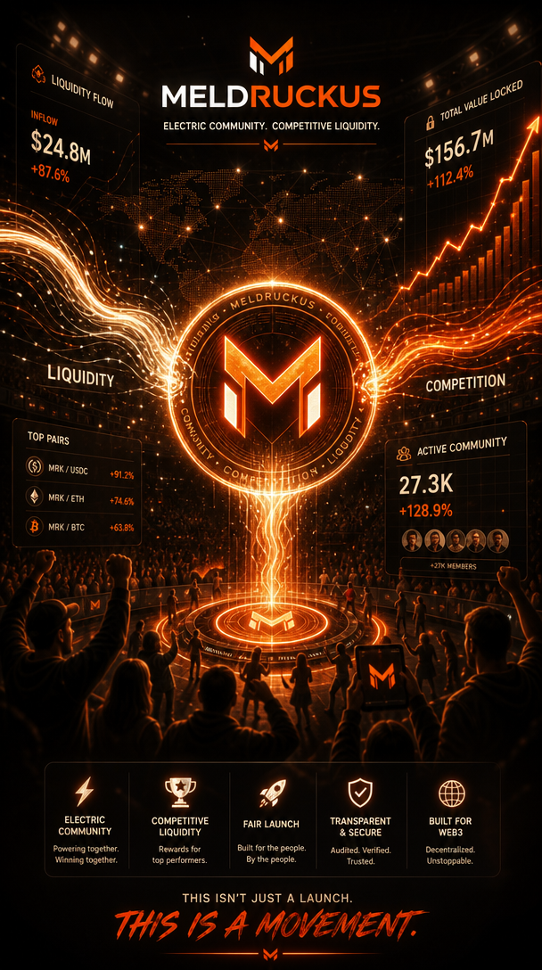 MeldRuckus ecosystem concept art with illustrative dashboard figures