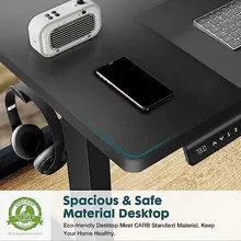 electric height-adjustable standing desk under 250 with dual monitor setup in home office product view 2