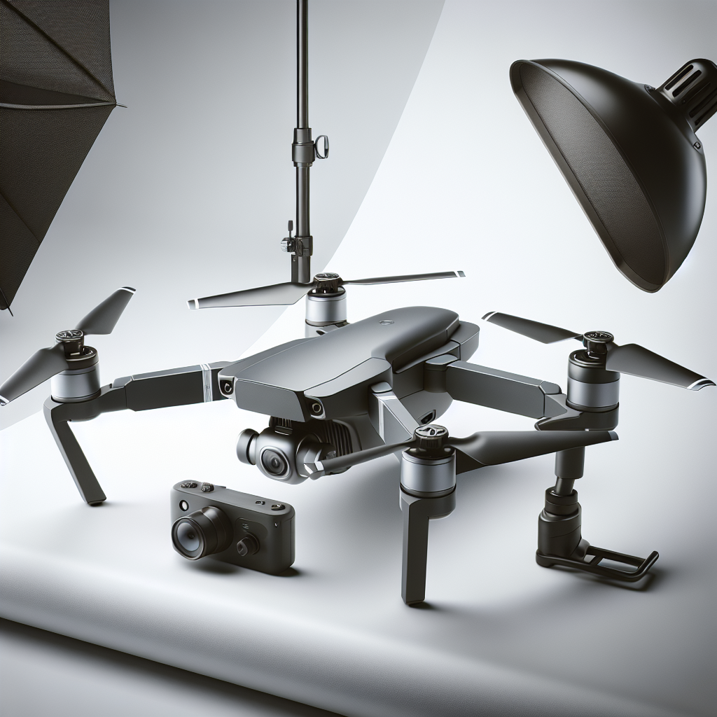 DJI Mini 5 Pro compact drone product photo white background studio