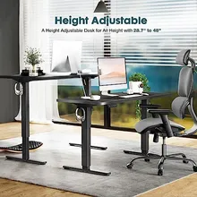 electric height-adjustable standing desk under 250 with dual monitor setup in home office product view 3