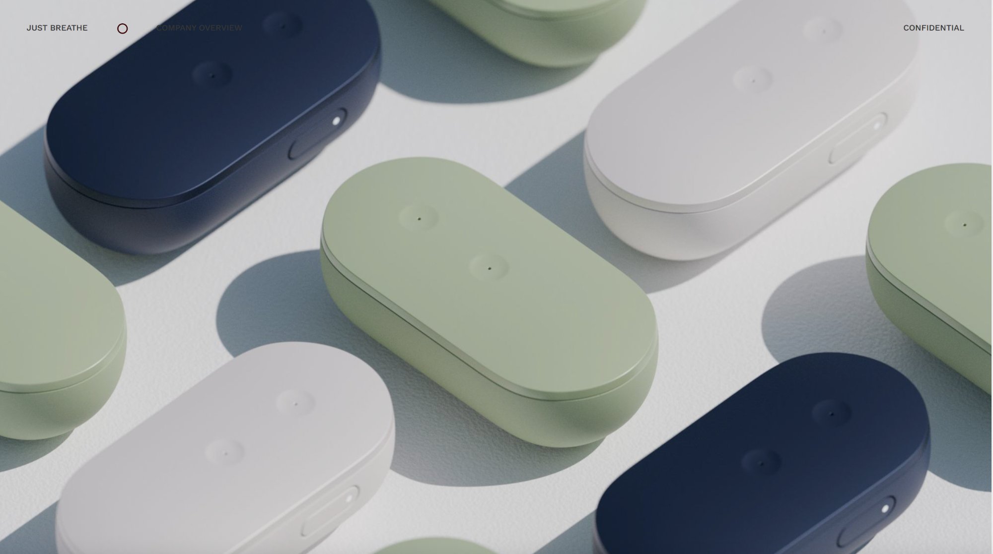 Just Breathe in three colors: navy, sage, white