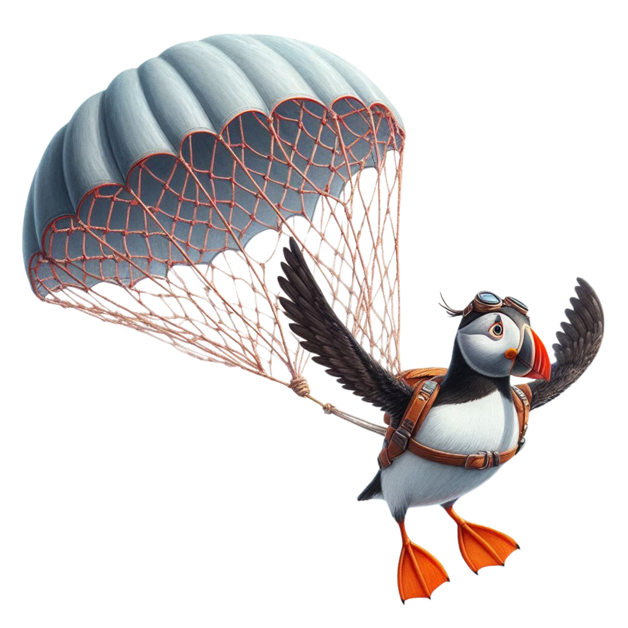 Puffin with parachute