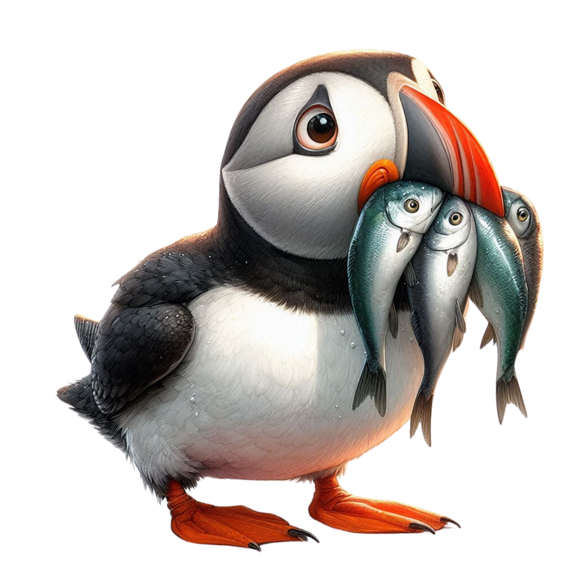 Puffin carrying fish to share