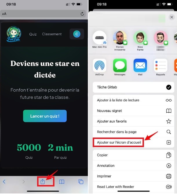 Tutoriel iOS - Comment ajouter Fonfon à l'écran d'accueil