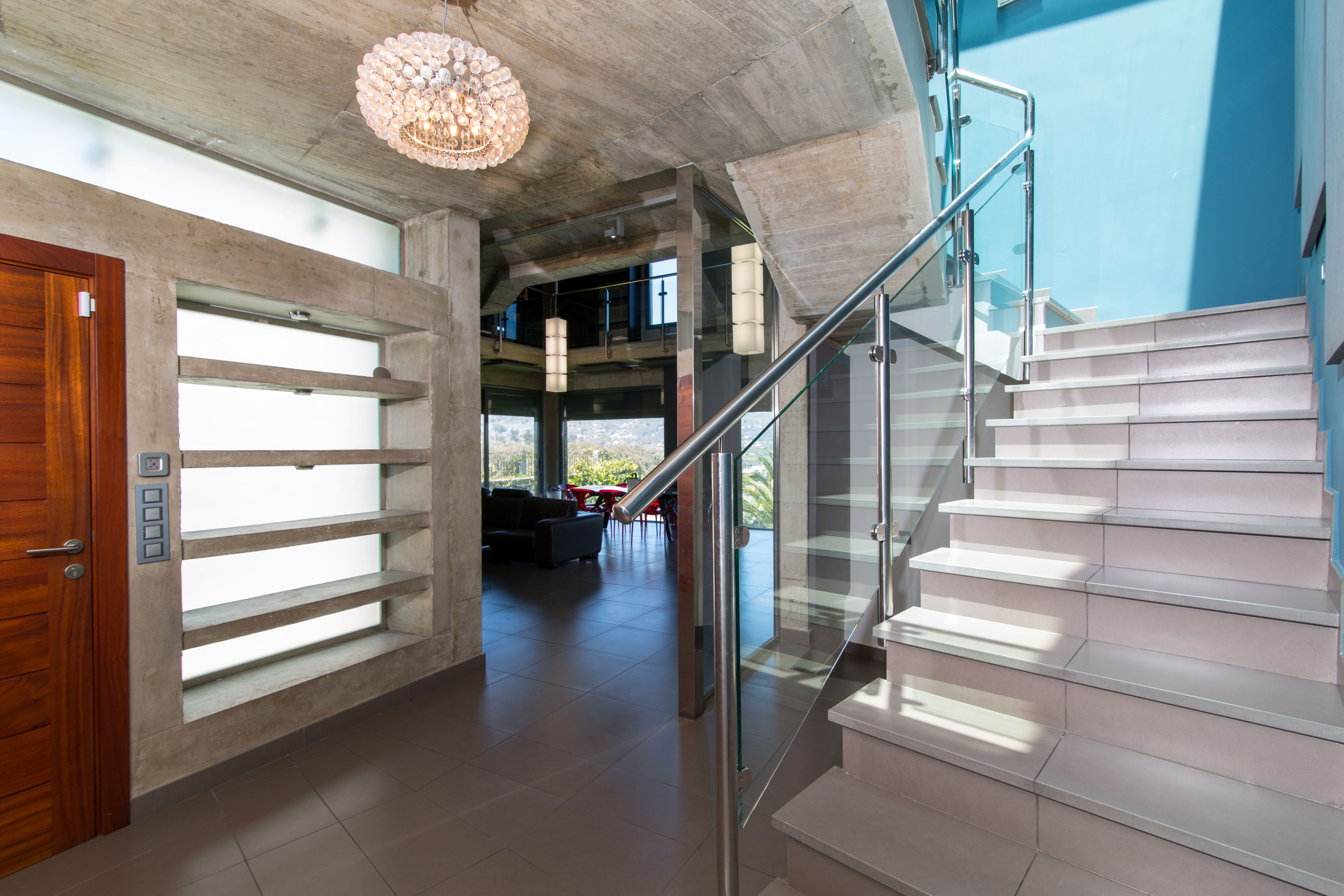 Modern concrete stair treads with acid etch finish &mdash; Mesa Precast custom precast stair elements for modern luxury homes