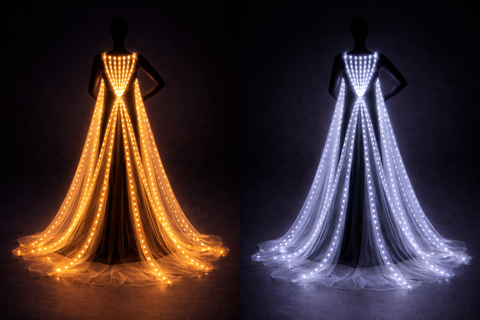Cascading Cape Gown — Dual Chromatic
