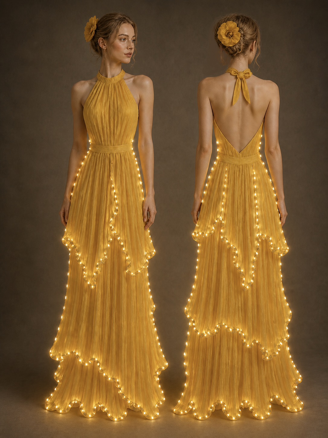 Gold Nocturne — Completed illuminated commission, front & back