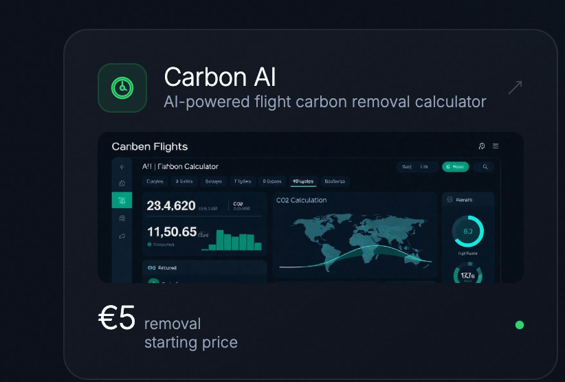 Carbon AI flight carbon removal calculator - AI-powered CO2 calculation and offset purchase