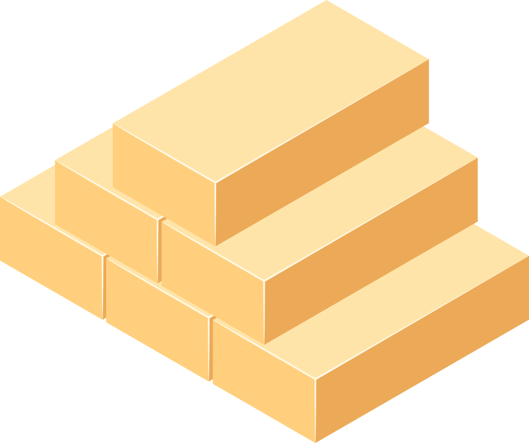 Goldene Blocks als Stufenpyramide – Metapher für die Block-Methode